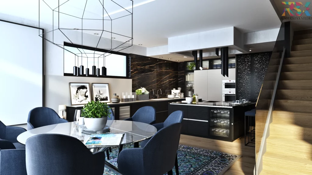kitchen 3D Architectural Rendering in Interior Design