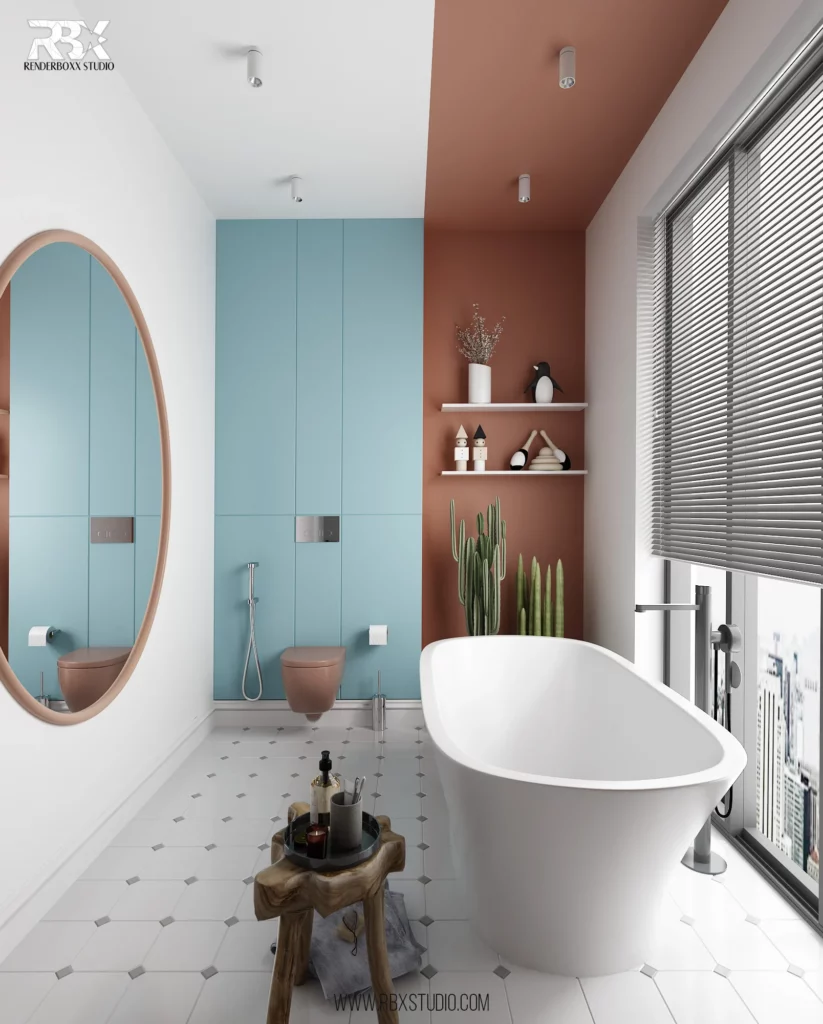 bathroom interior design with bathtub