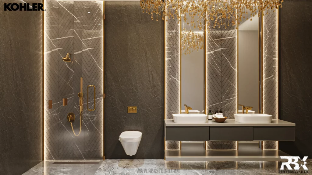 Bathroom 3D Render design by render boxx studio for kohler
