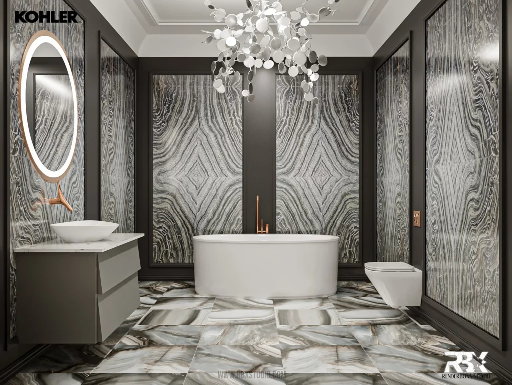 Bathroom interior design render 